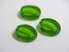 Üveg gyöngy ovális alakú -zöld, 5db Üveg gyöngy ovális alakú -zöld, 5db