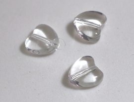 Üveg gyöngy szív alakú -10mm - kristály, 10db