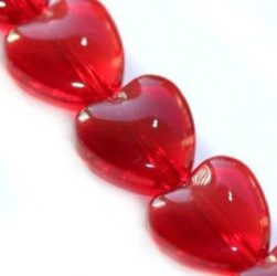 Üveg gyöngy szív alakú -10mm - bordó, 10db