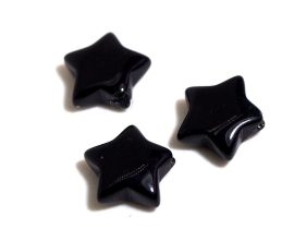 Üveg gyöngy csillag alakú - 12mm - fekete