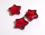 Üveg gyöngy csillag alakú - 12mm - piros