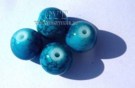 Üveg gyöngy márványos türkiz 12mm 