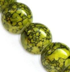 Üveg gyöngy márványos zöld 12mm 