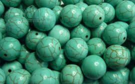 14mm márványos világos türkiz gyöngy, 5db