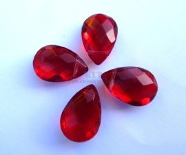 Üveg gyöngy könnycsepp - 12x18mm - vörös