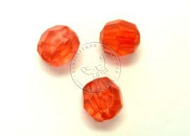 6mm piros metszett gyöngy - plastic