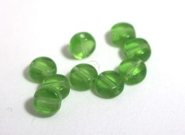 Üveg gyöngy kerek -zöld, 10db, 6mm