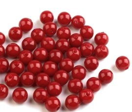 8mm plastic viaszos tekla gyöngy - piros 10g