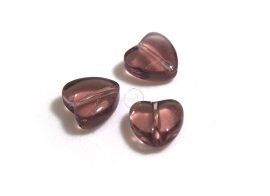 Üveg gyöngy szív alakú -8mm - ametiszt, 10db