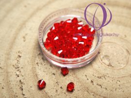 Piros bicone üveg gyöngy, 4x4mm