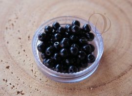 Fekete préselt üveg gyöngy, 4mm