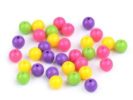 8mm plastic gyöngy vegyes szín - 10db