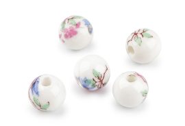 Virágos porcelán gyöngy - 10mm, rózsa Virágos porcelán gyöngy - 10mm, rózsa