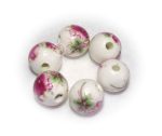 Virágos porcelán gyöngy - 12mm