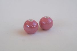 Fényes porcelán gyöngy - 12mm - pink