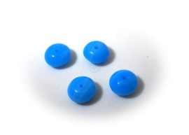 Kék lencse alakú üveg gyöngy - 4db