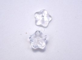 Virág, kristály színű - cseh üveggyöngy -  10mm - 5db